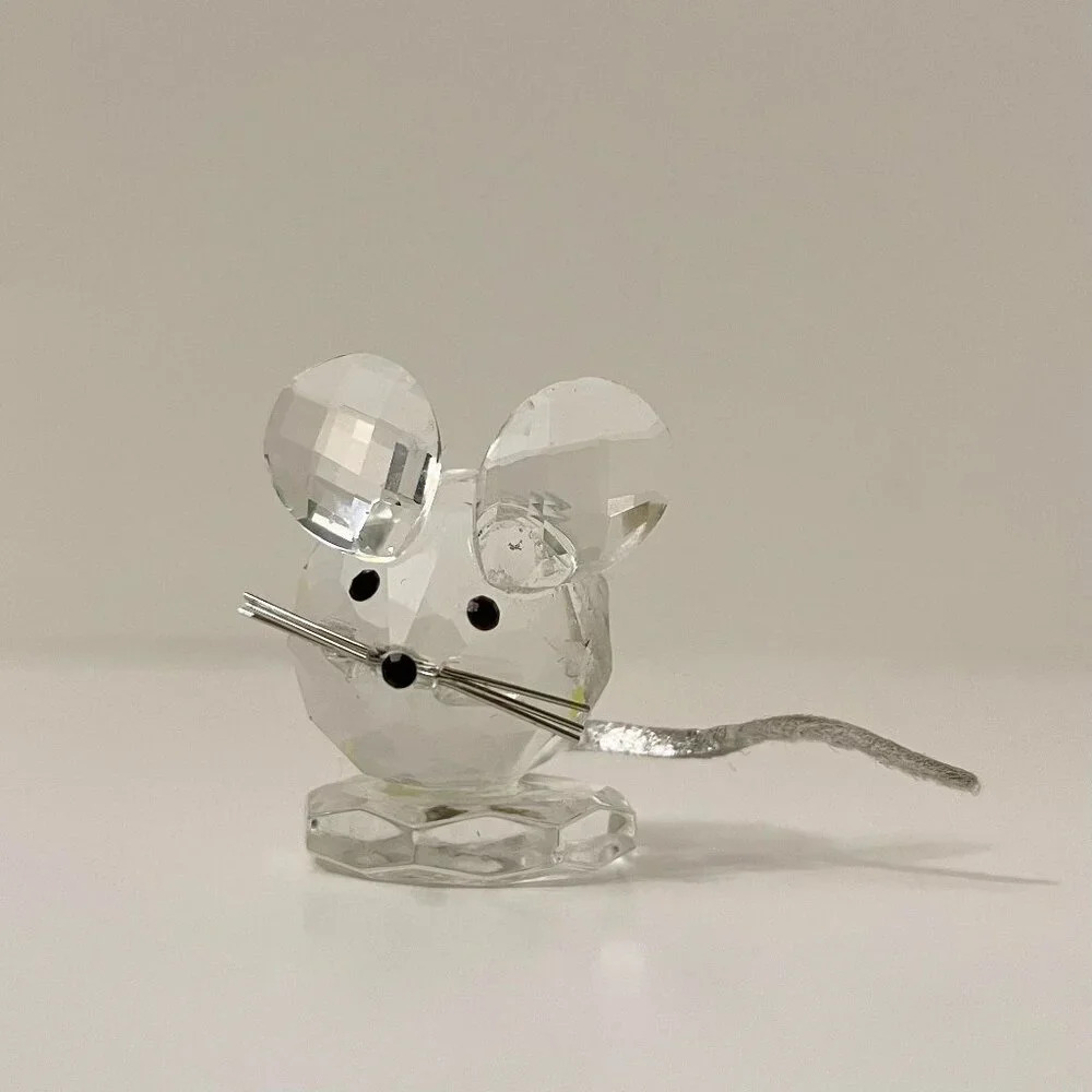 Crystal Glass Mouse Figurine Miniature Figure 1.5 Inch